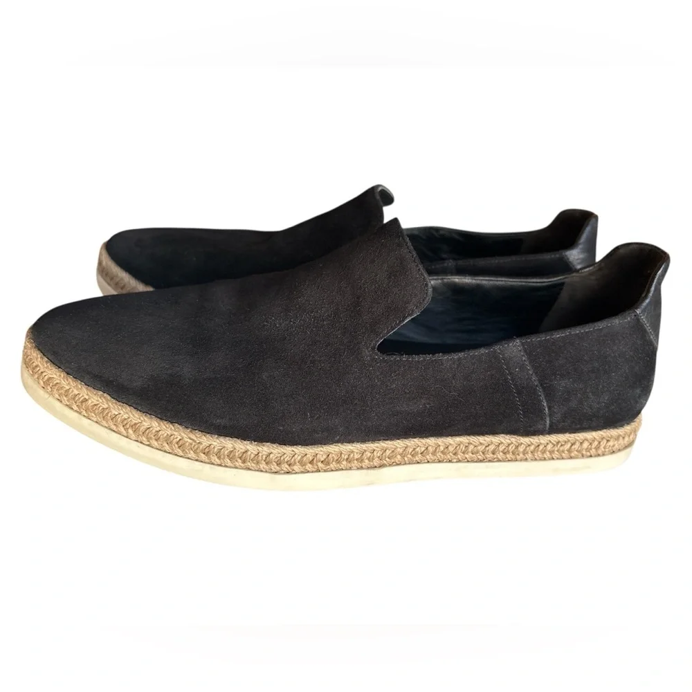 Vince Dillon Black Suede Espadrille Slip On Flat Sneaker, Size 9.5, Casual